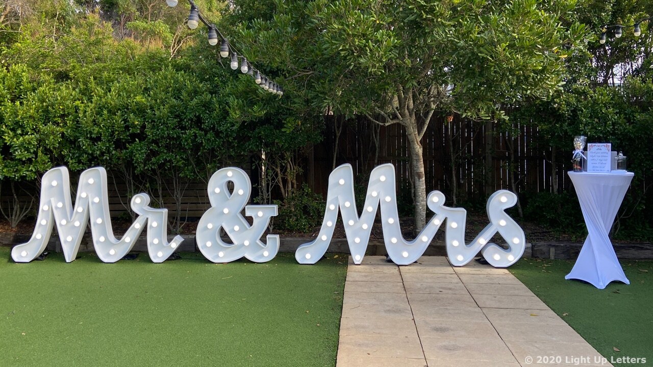 Mr & Mrs Scripted Light Up Letters