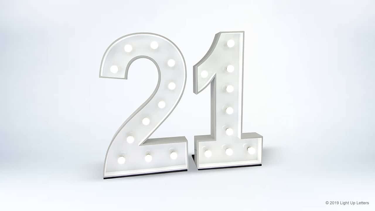 1.2 Metre 21st Light Up Number
