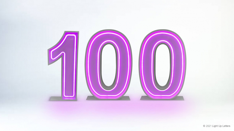 100th Neon Light Up Numbers