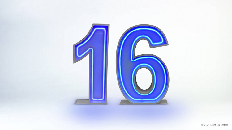 16th Neon Light Up Numbers