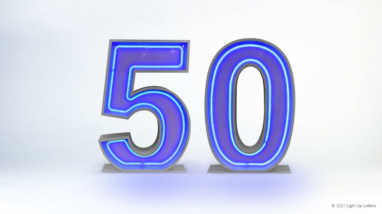 50th Neon Light Up Numbers