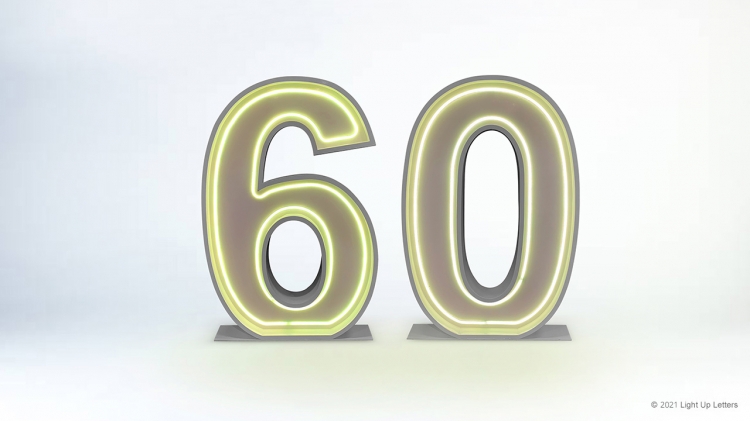 60th Neon Light Up Numbers