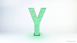 A 3D letter "Y" with a green, illuminated surface on a plain white background.
