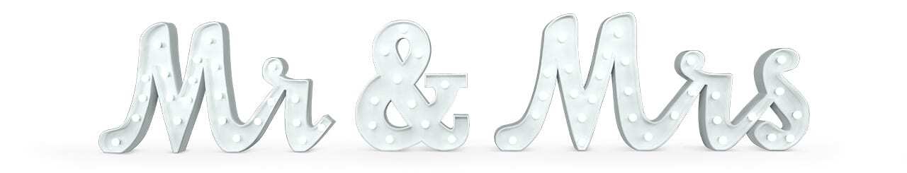 Mr & Mrs Light Up Event Letters