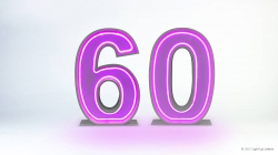 The image shows the number "60" in bright neon pink against a light background.